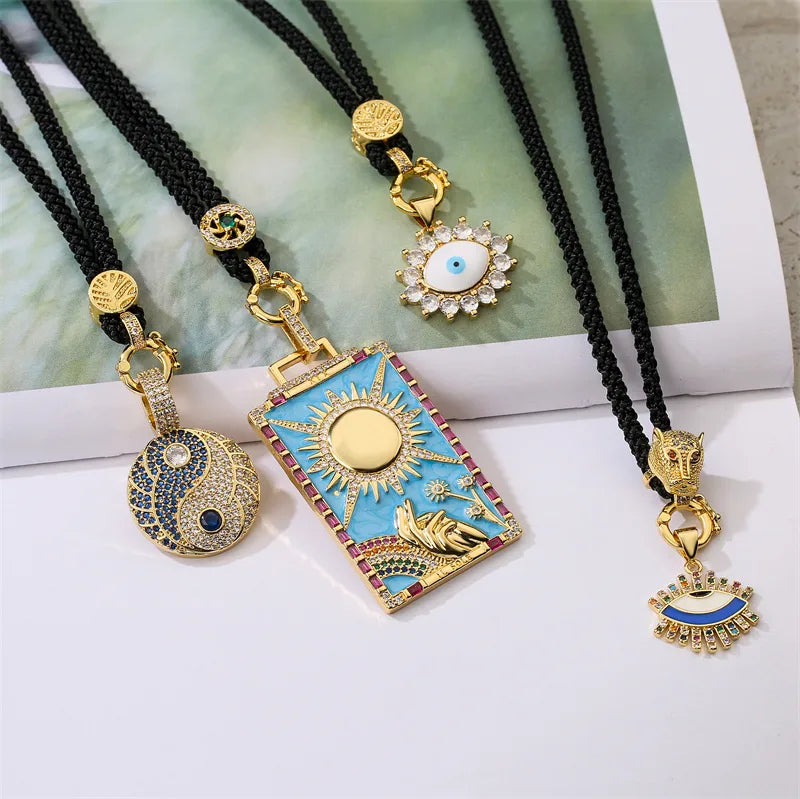 Streetwear Gossip Devil'S Eye Copper Plating Inlay Zircon Gold Plated Pendant Necklace