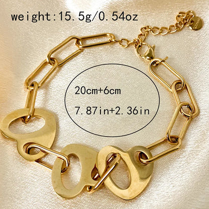 Streetwear Heart Shape 304 Stainless Steel 14K Gold Plated Bracelets In Bulk