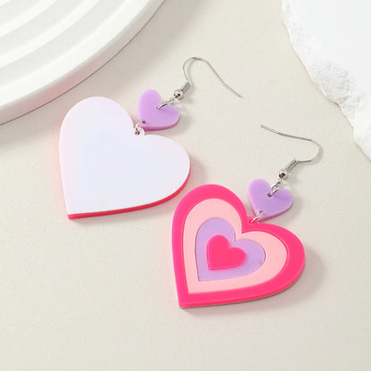 Streetwear Heart Shape Arylic Asymmetrical Acrylic Women's Drop Earrings