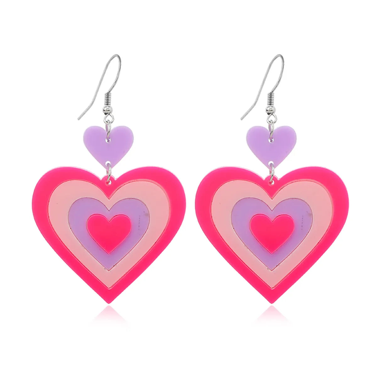 Streetwear Heart Shape Arylic Asymmetrical Acrylic Women's Drop Earrings