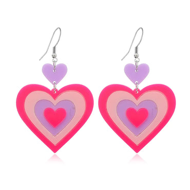 Streetwear Heart Shape Arylic Asymmetrical Acrylic Women's Drop Earrings