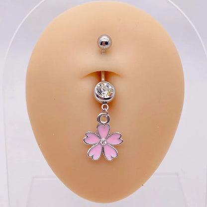 Streetwear Heart Shape Butterfly Stainless Steel Plating Inlay Women'S Belly Ring