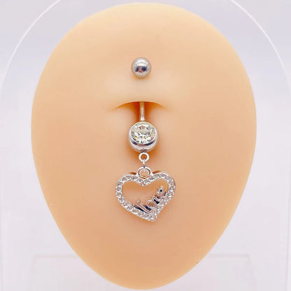 Streetwear Heart Shape Butterfly Stainless Steel Plating Inlay Women'S Belly Ring