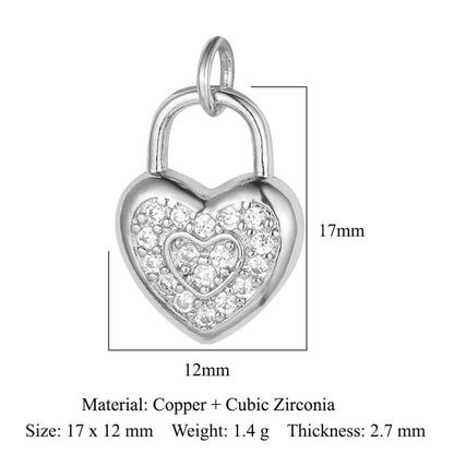 1 Piece Copper Zircon 18K Gold Plated Heart Shape Snake Butterfly