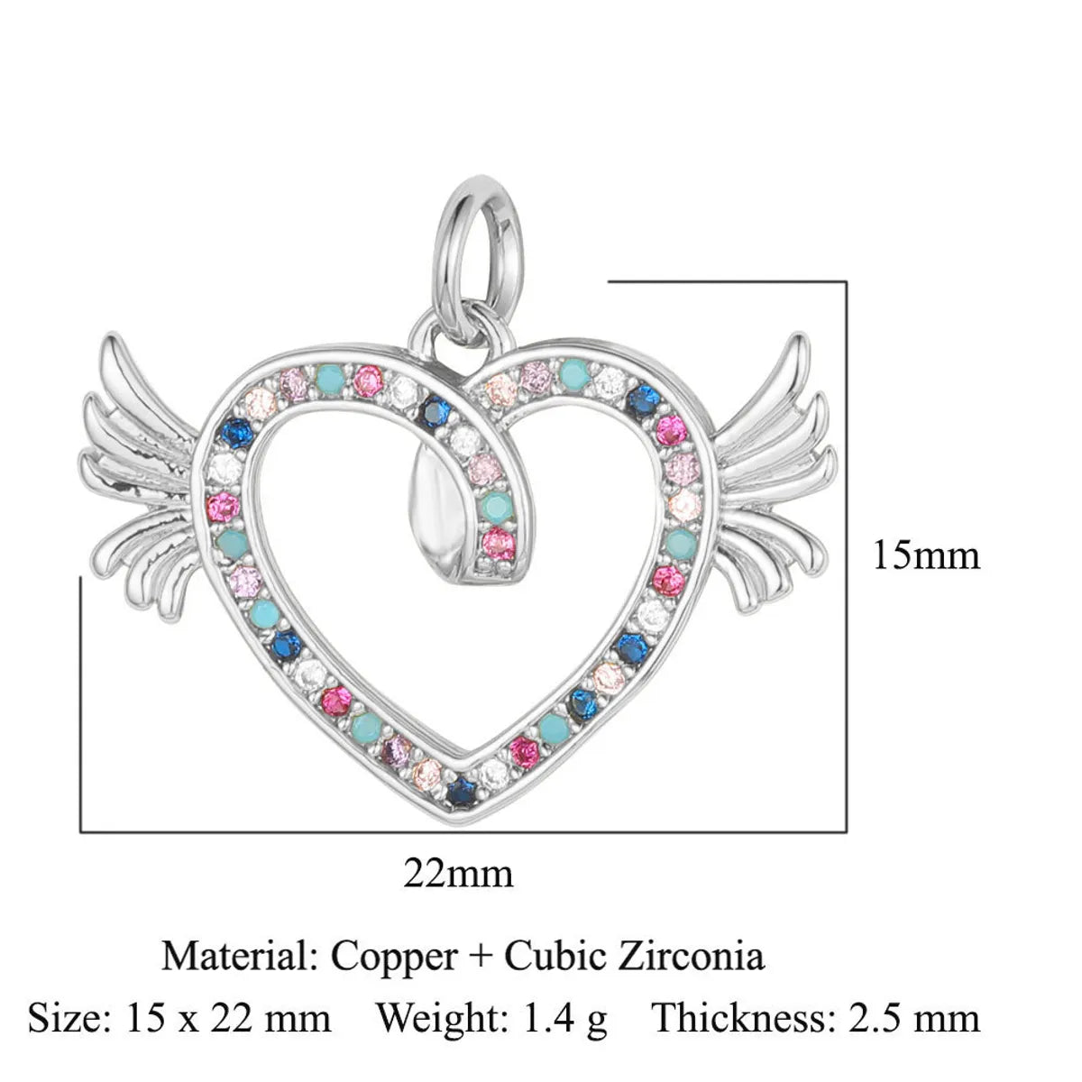 1 Piece Copper Zircon 18K Gold Plated Heart Shape Snake Butterfly