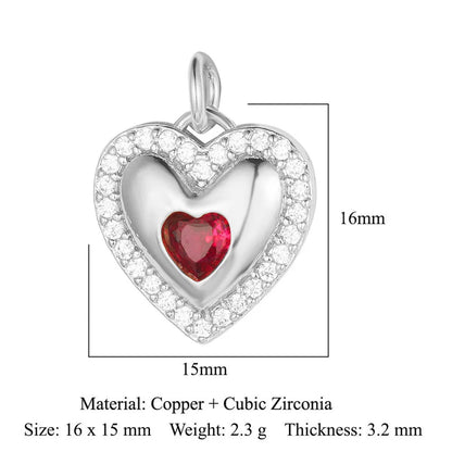 1 Piece Copper Zircon 18K Gold Plated Heart Shape Snake Butterfly