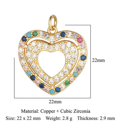 1 Piece Copper Zircon 18K Gold Plated Heart Shape Snake Butterfly