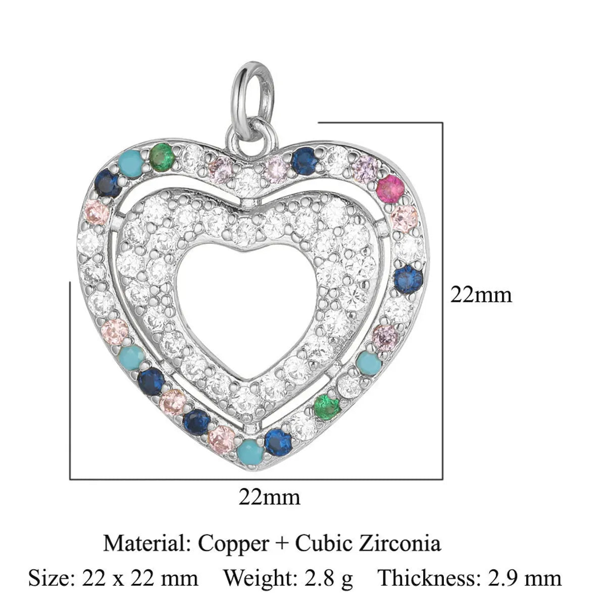 1 Piece Copper Zircon 18K Gold Plated Heart Shape Snake Butterfly