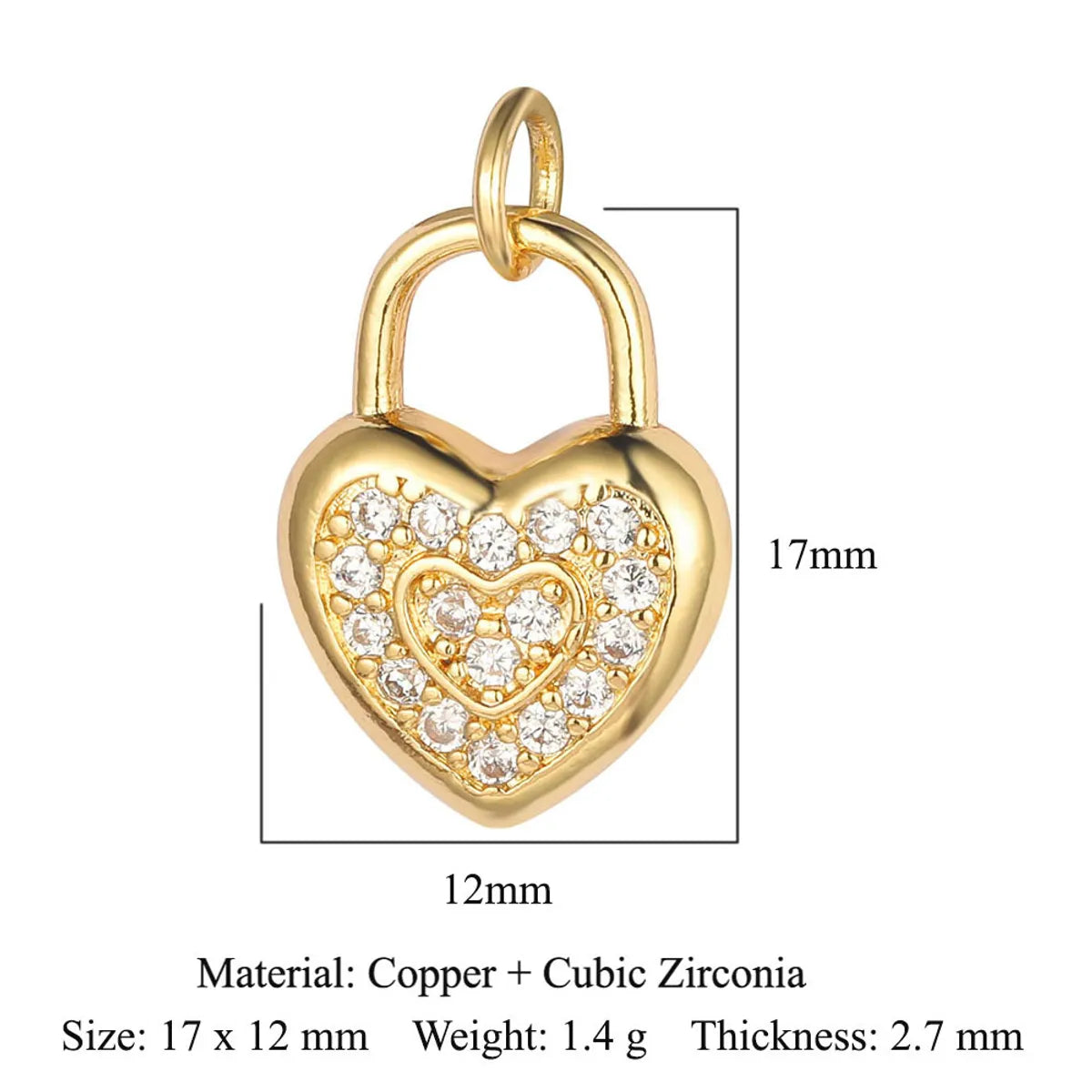 1 Piece Copper Zircon 18K Gold Plated Heart Shape Snake Butterfly