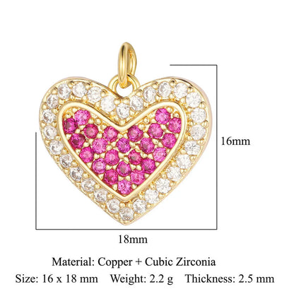 1 Piece Copper Zircon 18K Gold Plated Heart Shape Snake Butterfly