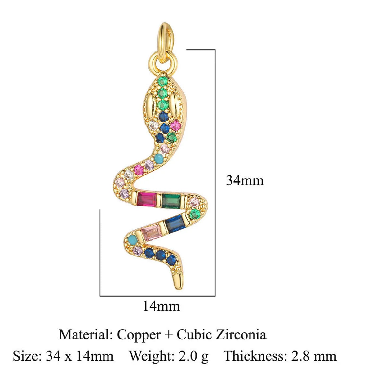 1 Piece Copper Zircon 18K Gold Plated Heart Shape Snake Butterfly