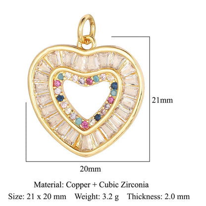 1 Piece Copper Zircon 18K Gold Plated Heart Shape Snake Butterfly