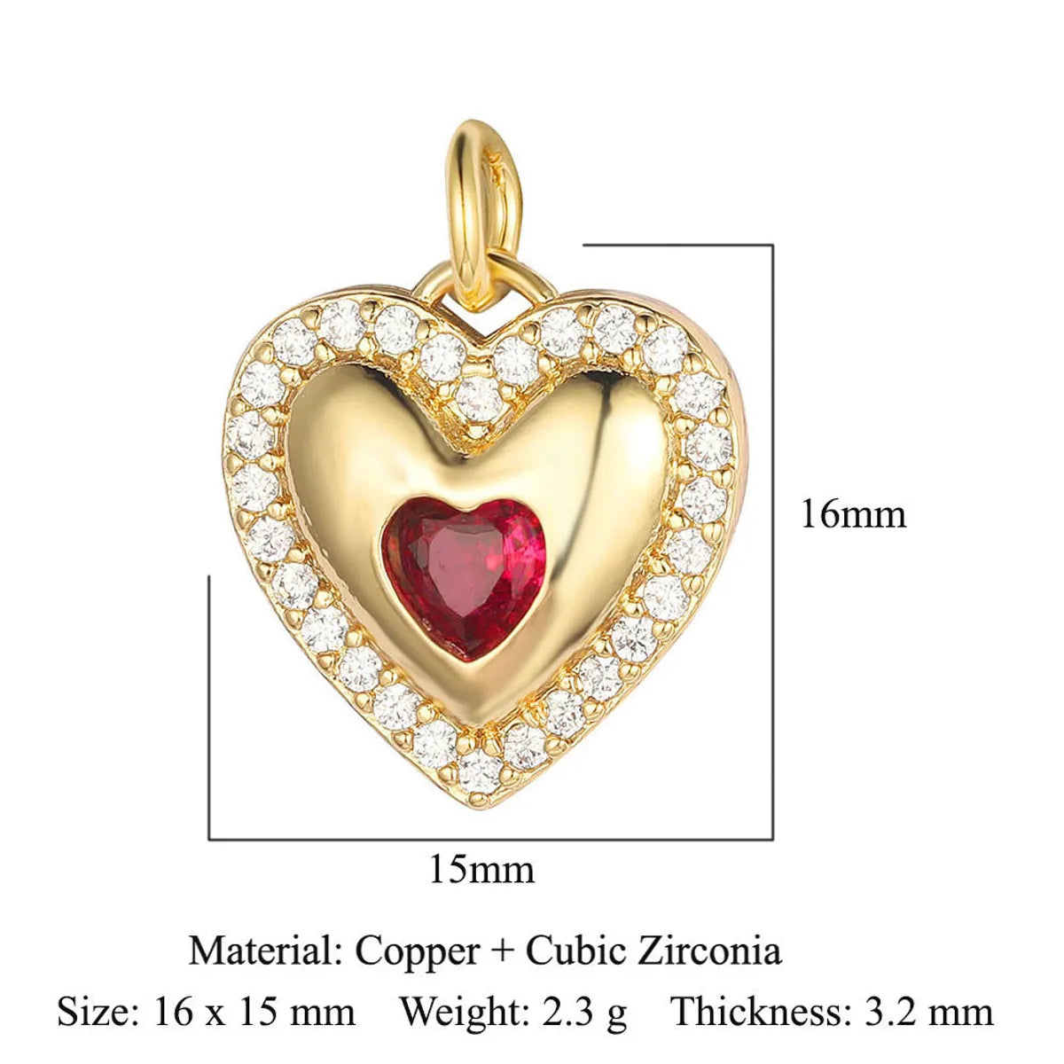 1 Piece Copper Zircon 18K Gold Plated Heart Shape Snake Butterfly