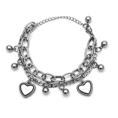 Streetwear Heart Shape Stainless Steel Plating Bracelets