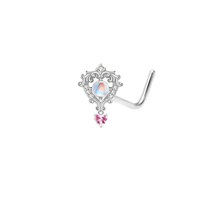 Streetwear Heart Shape Stainless Steel Plating Inlay Zircon Belly Ring