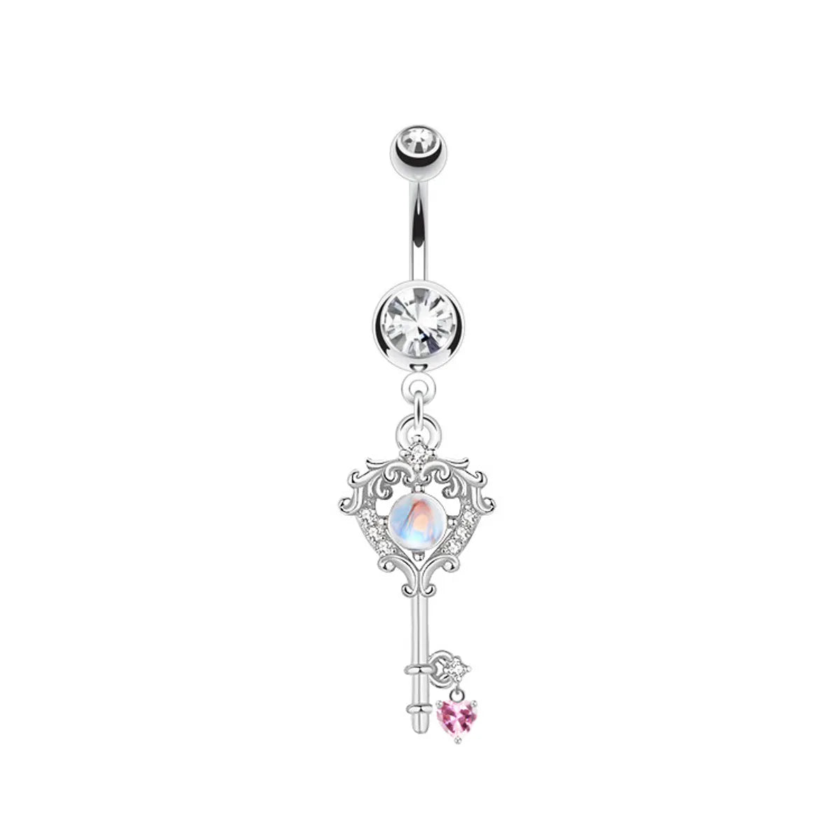 Streetwear Heart Shape Stainless Steel Plating Inlay Zircon Belly Ring