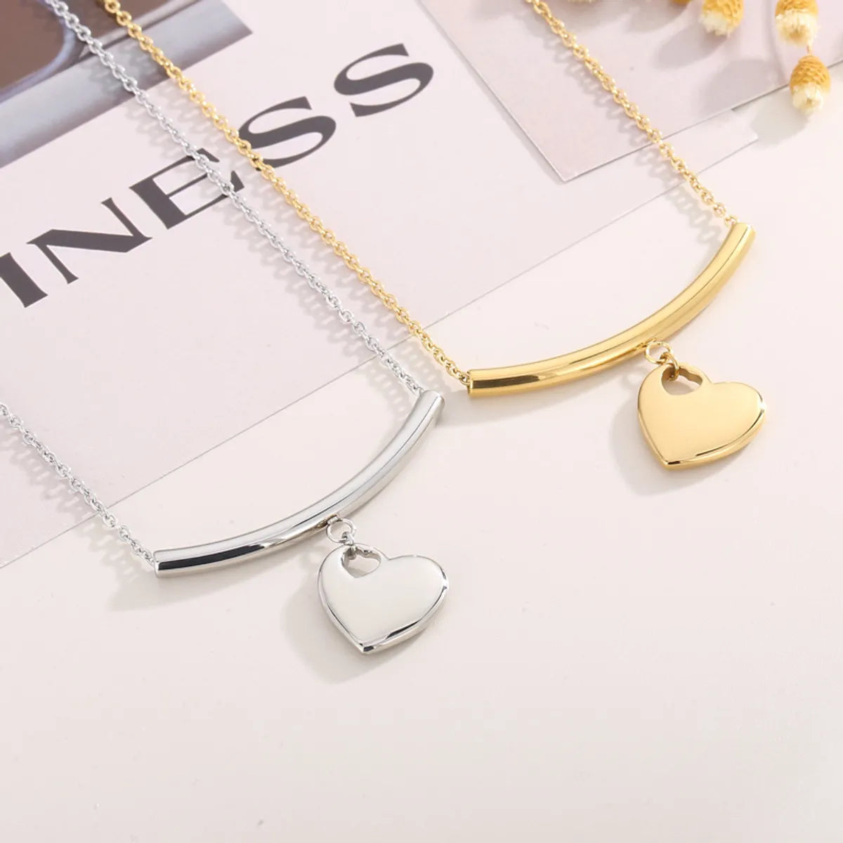 Streetwear Heart Shape Titanium Steel Plating 18k Gold Plated Earrings Necklace