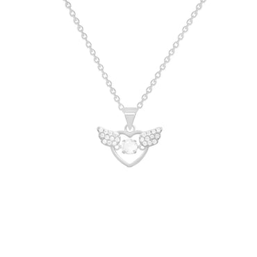 Streetwear Heart Shape Wings Titanium Steel Copper Inlay Artificial Diamond Pendant Necklace