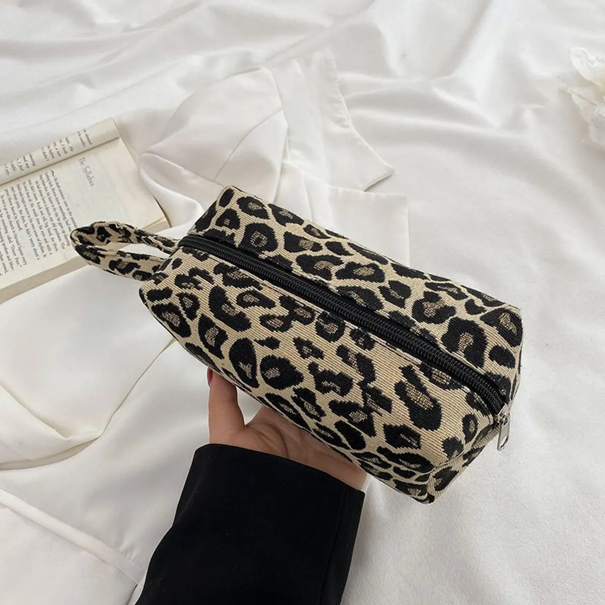 Streetwear Houndstooth Zebra Leopard Canvas Square Makeup Bags