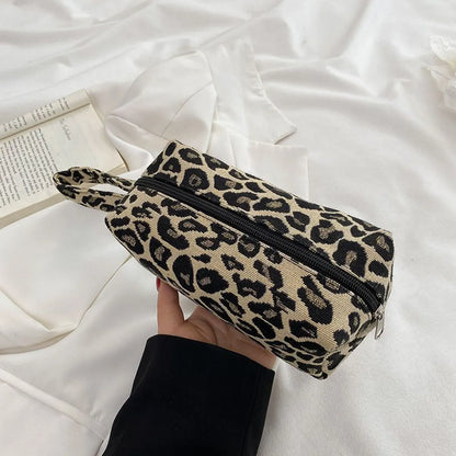 Streetwear Houndstooth Zebra Leopard Canvas Square Makeup Bags