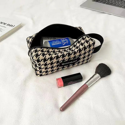 Streetwear Houndstooth Zebra Leopard Canvas Square Makeup Bags