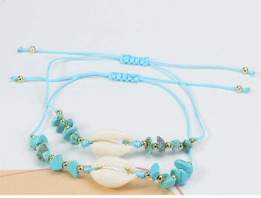 Streetwear Irregular Turquoise Rope Shell Unisex Bracelets