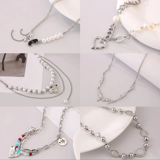 Streetwear Korean Style Heart Shape Stainless Steel Necklace