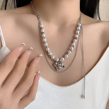 Streetwear Korean Style Heart Shape Stainless Steel Necklace