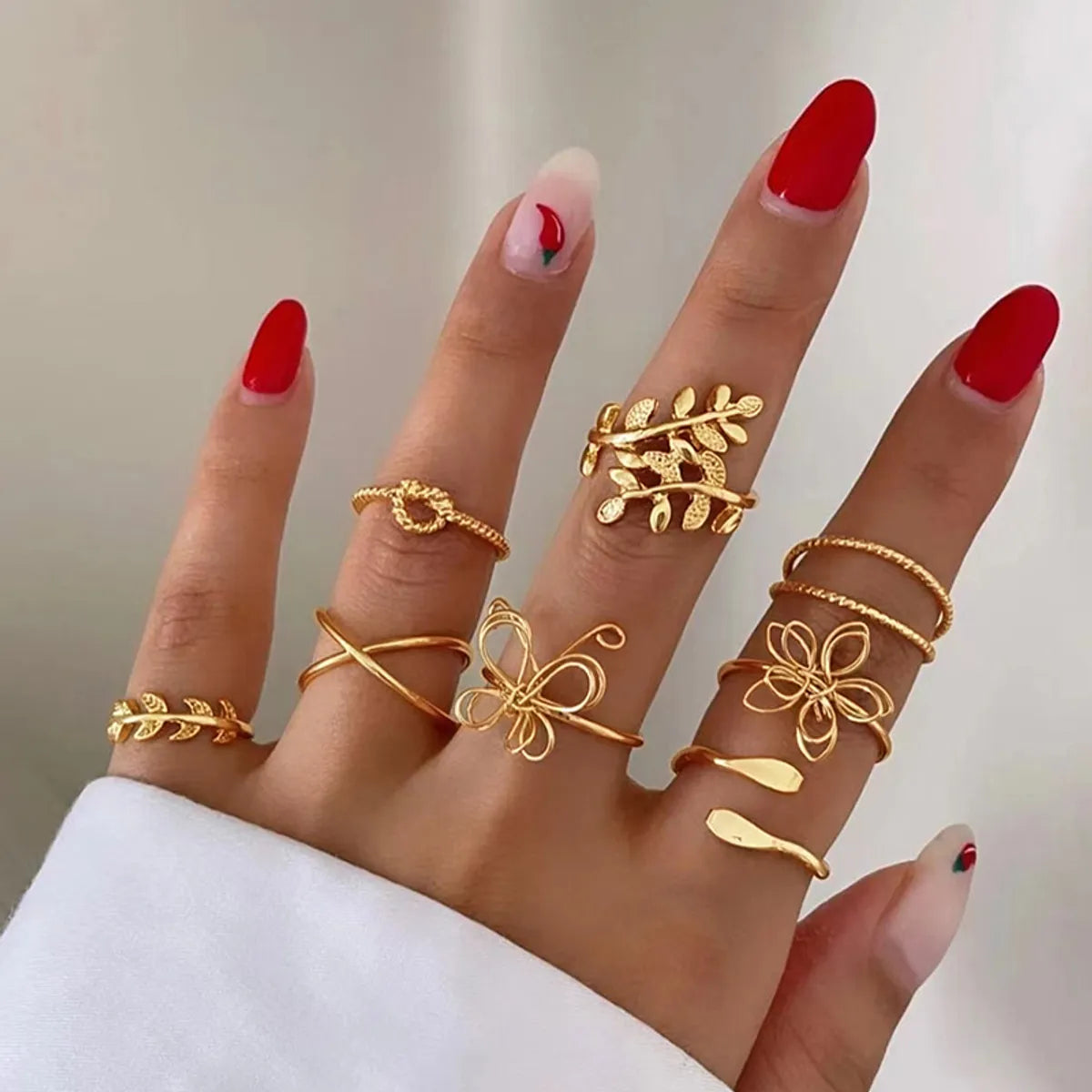 Streetwear Leaves Butterfly Alloy Wholesale Rings