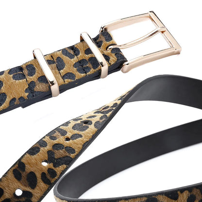 Streetwear Leopard Imitation Leather Alloy Women'S Leather Belts