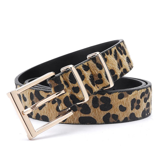 Streetwear Leopard Imitation Leather Alloy Women'S Leather Belts