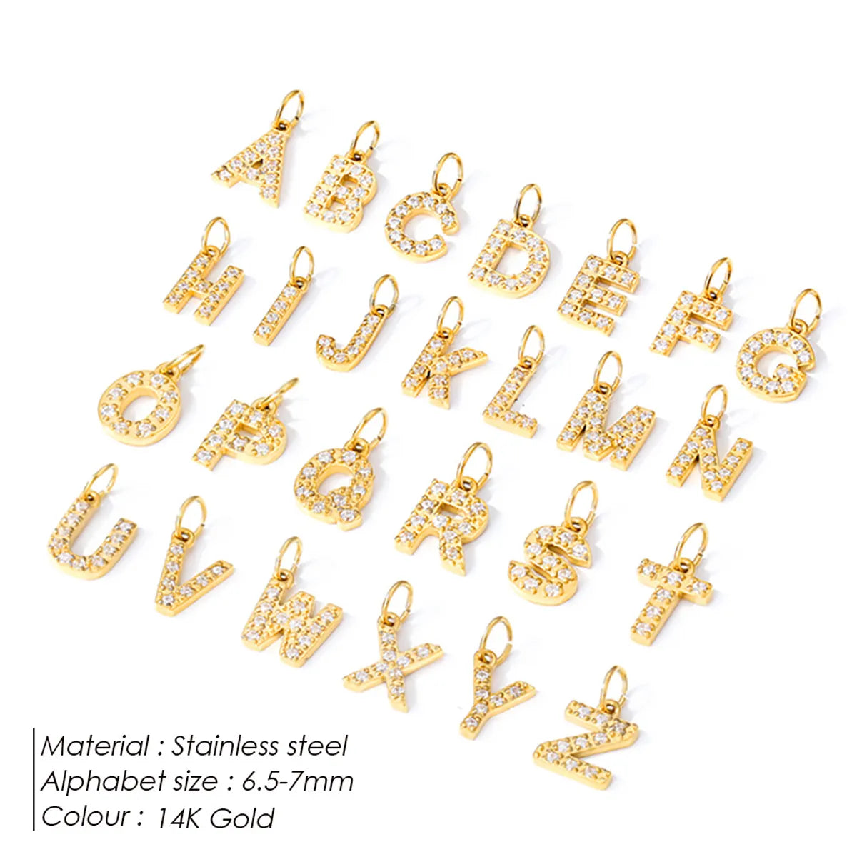 Streetwear Letter Stainless Steel Inlay Zircon Charms Jewelry Accessories