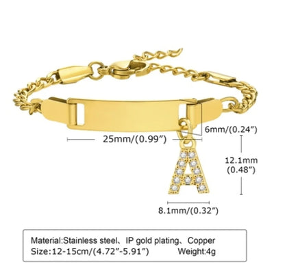 Streetwear Letter Stainless Steel Gold Plated Zircon Bangle In Bulk