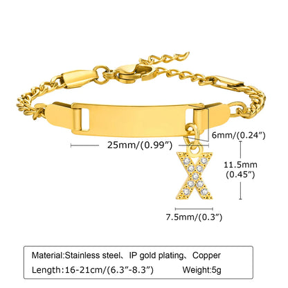 Streetwear Letter Stainless Steel Gold Plated Zircon Bangle In Bulk