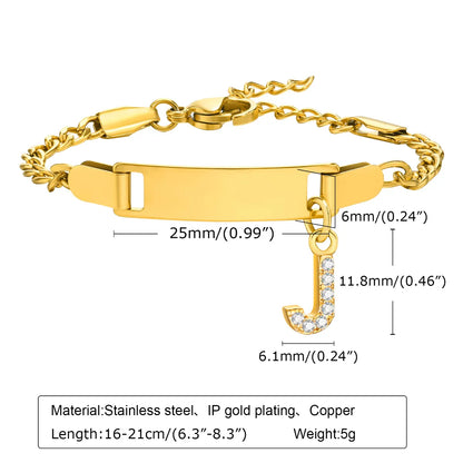 Streetwear Letter Stainless Steel Gold Plated Zircon Bangle In Bulk