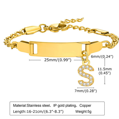 Streetwear Letter Stainless Steel Gold Plated Zircon Bangle In Bulk