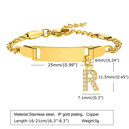 Streetwear Letter Stainless Steel Gold Plated Zircon Bangle In Bulk