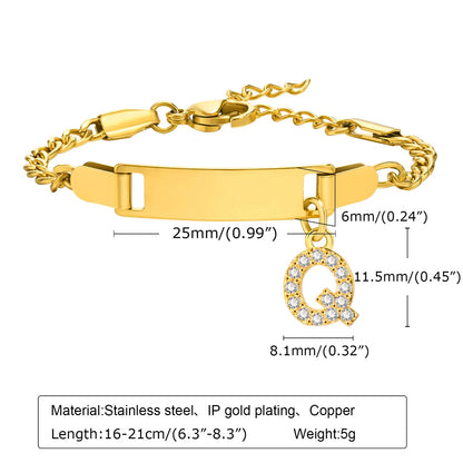 Streetwear Letter Stainless Steel Gold Plated Zircon Bangle In Bulk