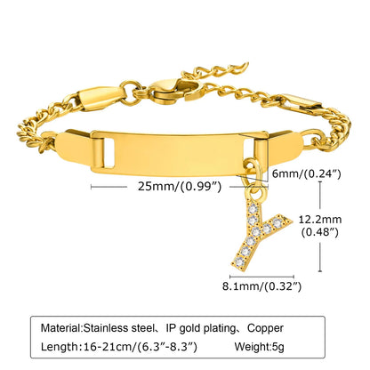 Streetwear Letter Stainless Steel Gold Plated Zircon Bangle In Bulk