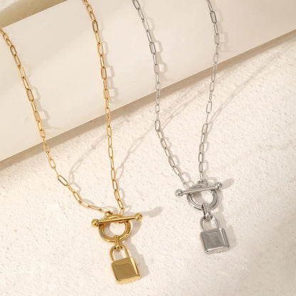 Streetwear Lock Stainless Steel Pendant Necklace