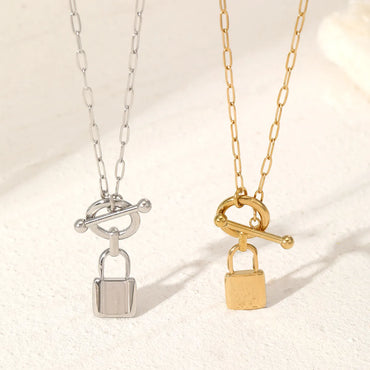 Streetwear Lock Stainless Steel Pendant Necklace