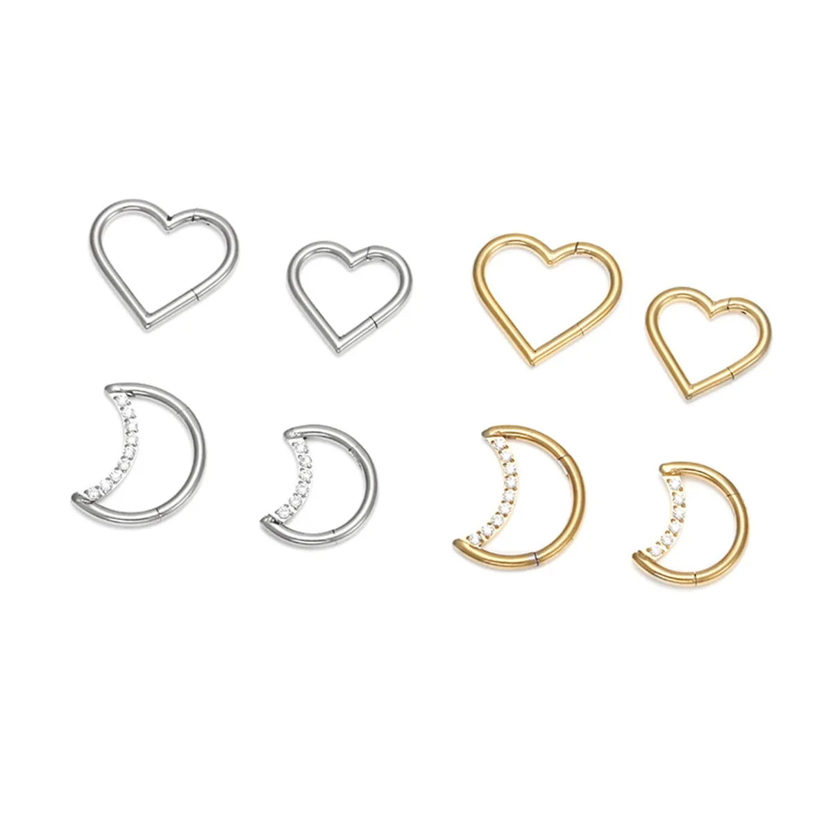 Streetwear Moon Heart Shape Stainless Steel Nose Ring