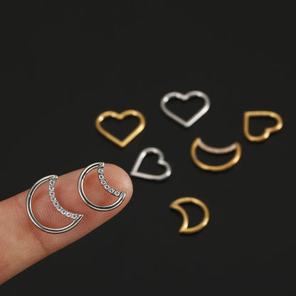 Streetwear Moon Heart Shape Stainless Steel Nose Ring