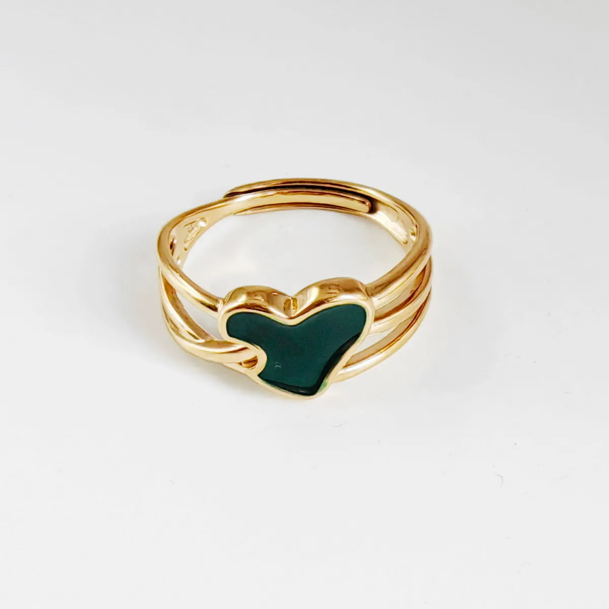 Streetwear Oval Heart Shape Stainless Steel Titanium Steel Enamel Plating 14k Gold Plated Open Rings