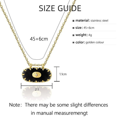 Streetwear Oval Stainless Steel Plating Inlay Acrylic 18k Gold Plated Pendant Necklace