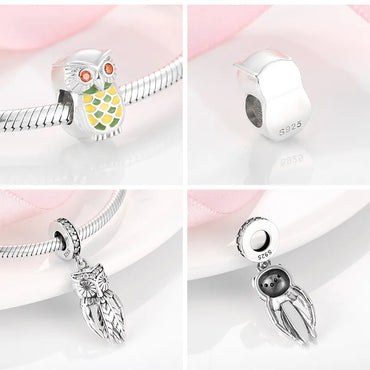 Streetwear Owl Zircon Sterling Silver Wholesale Jewelry Accessories