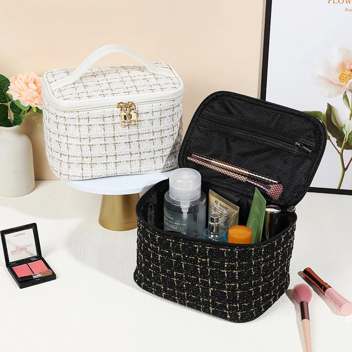 Streetwear Plaid Canvas Square Makeup Bags