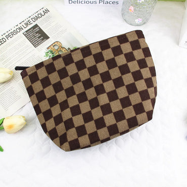 Streetwear Plaid Corduroy Square Makeup Bags