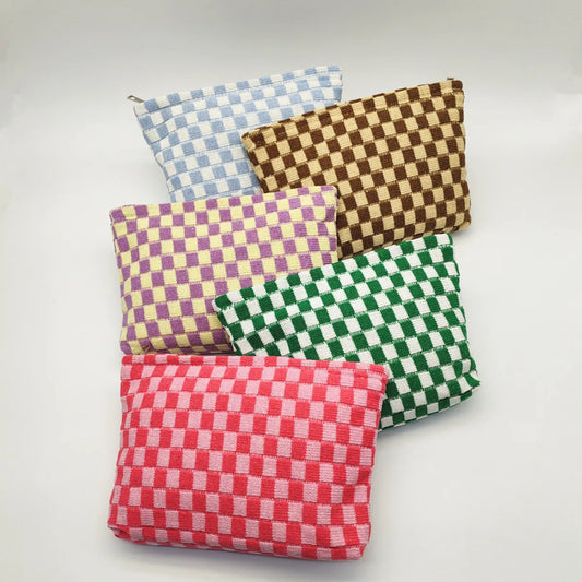 Streetwear Plaid Polyester Square Makeup Bags