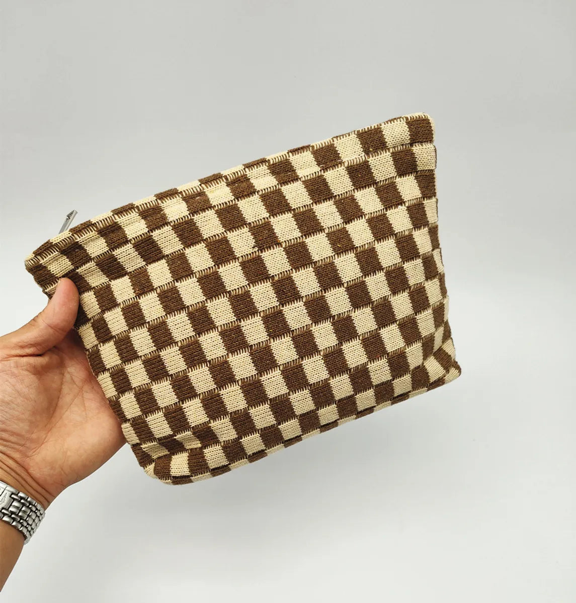 Streetwear Plaid Polyester Square Makeup Bags